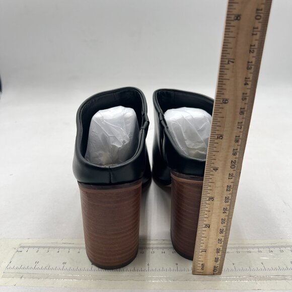 FOWT Black Pointed Toe Slip On Mules Stacked Block High Heel Sandal Proms Shoes - Picture 5 of 8